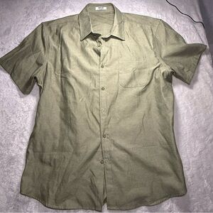 Coofandy men’s olive green button down shirt sleeved  shirt size.XL